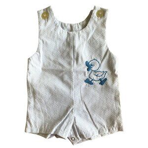 Vintage Royal Heir Made in the USA Baby Boy Duck Ducky Romper Overalls - 12 Mo.